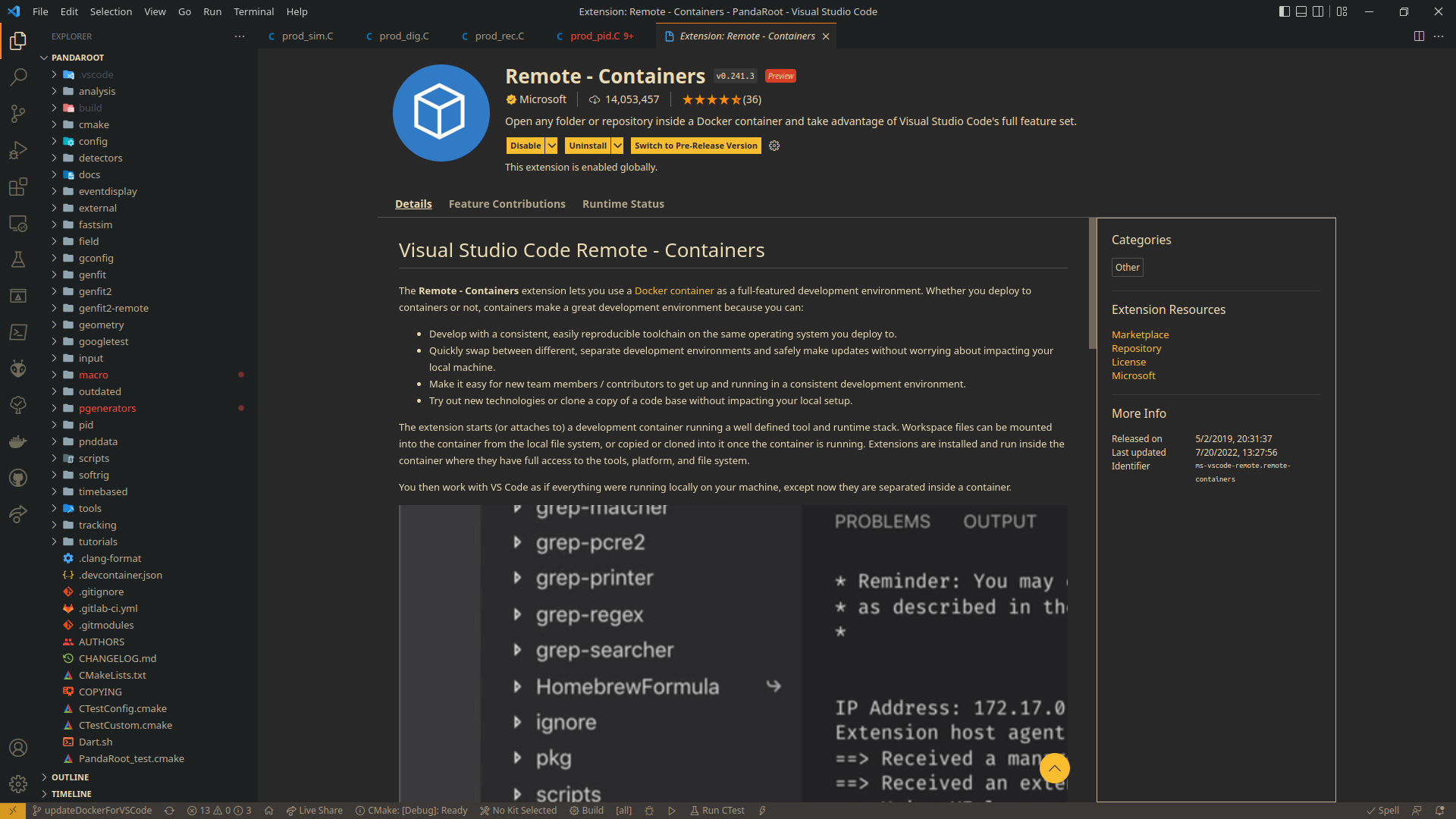 Containers Extension